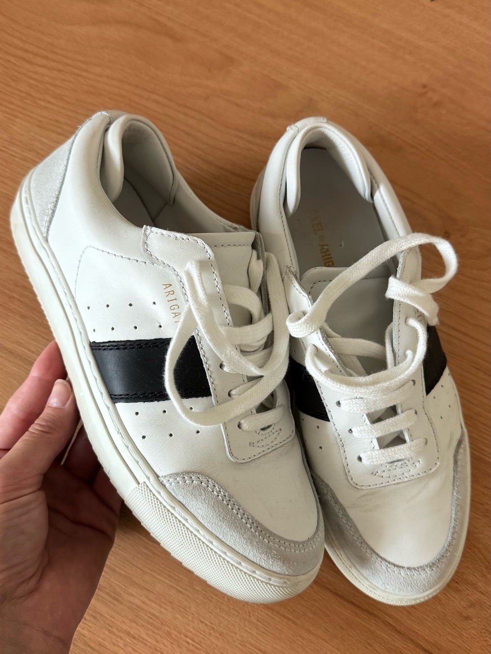 Axel Arigato White Leather Sneakers with Black Side Stripe